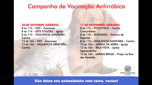 Campanha de Vacinação Antirrábica continua em Tietê