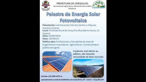 Palestra sobre Energia Solar Fotovoltaica