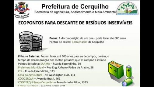 Prefeitura informa sobre Ecopontos espalhados por Cerquilho