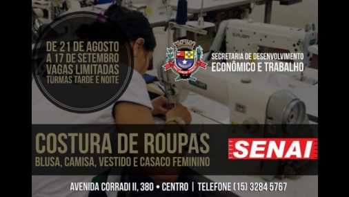 Prefeitura de Cerquilho e SENAI oferecem curso